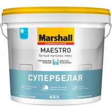 Краска МАЭСТРО Marshall белый потолок люкс матовая (4,5л)